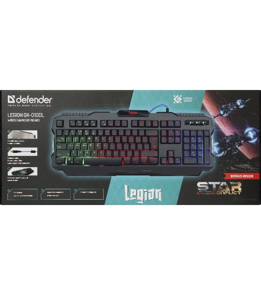 Клавиатура проводная Defender Legion GK-010DL RU, USB, черный