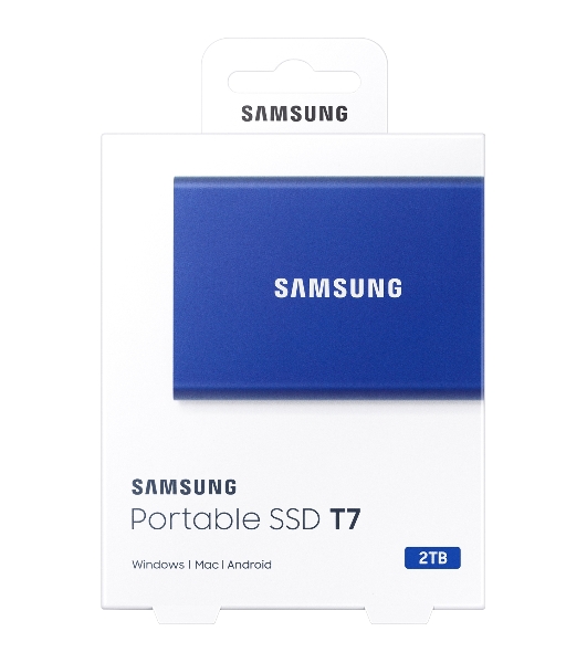 Внешний SSD Samsung T7, 2TB, USB 3.2 Gen 2 Type-C, R/W 1050/1000, синий