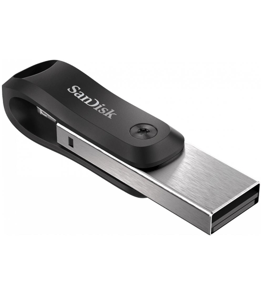 Флешка USB SanDisk IX60N iXpand Go (SDIX60N-064G-GN6NN), 64Gb, USB 3.0/Lightning, R/W 150/70, черный/серебристый