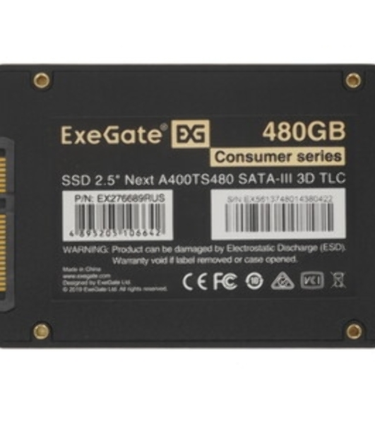 Накопитель SSD ExeGate Next A400TS480, 480Gb, 2.5', SATA III, R/W 550/500