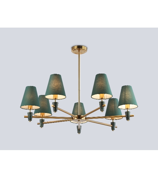 Люстра Ambrella light LH75053/7 BS/GN латунь/зеленый E14*7 max 40W D840*580
