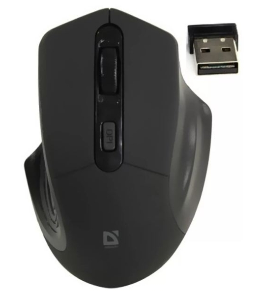 Мышь беспроводная Defender Datum MB-345 черный, 1600 dpi, радиоканал, USB, кнопки - 4