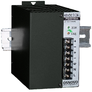 Промышленный блок питания OSNOVO DC48V, 3.2A (150W). Диапазон входных напряжений: AC195-265V