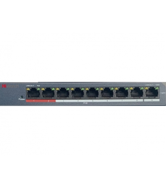 Коммутатор HiWatch DS-S908P(B), 8×100 Мбит/с PoE + 1×100 Мбит/с, неуправляемый