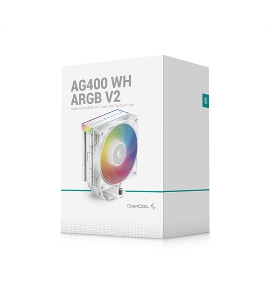 Кулер для процессора DEEPCOOL AG400 WH ARGb V2 белый 120мм алюминий+медь 2100rpm 31.6db 4-pin 220W 152мм