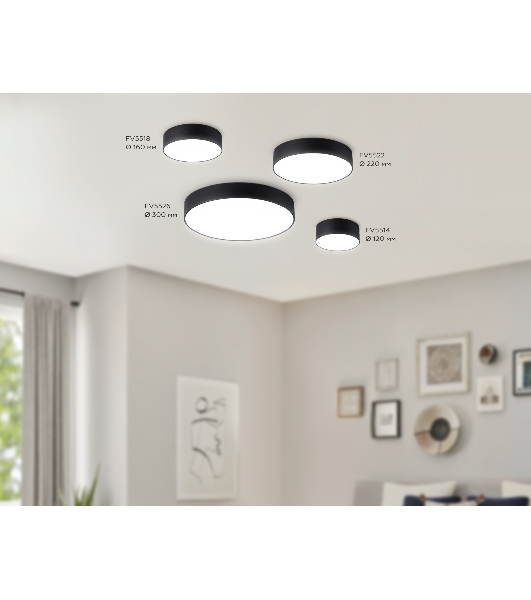 Потолочный светодиодный светильник Ambrella light FV5526 BK черный LED 35W 4200K D300*58 (Без ПДУ)