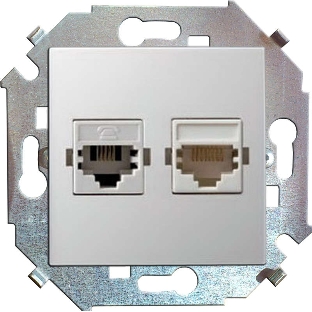 Розетка компьютерная двойная RJ45 кат.5е, Systimax 1591593-030 Simon белый