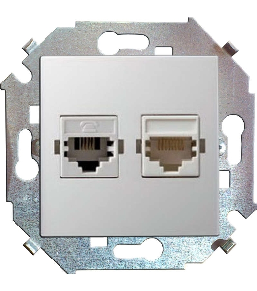 Розетка компьютерная двойная RJ45 кат.5е, Systimax 1591593-030 Simon белый