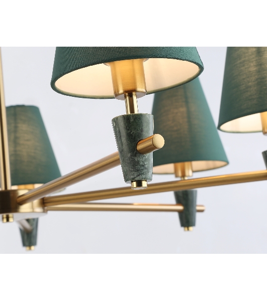 Люстра Ambrella light LH75053/7 BS/GN латунь/зеленый E14*7 max 40W D840*580