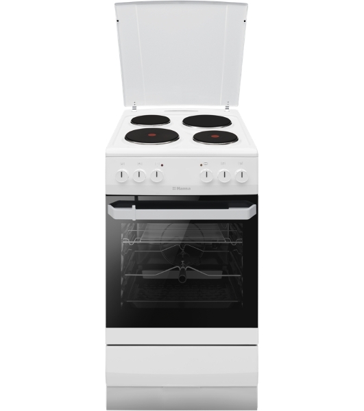 Плита электрическая Hansa FCEW54120 белый, конфорок 4 шт, духовка 62 л, 50 см x 85 см x 60 см