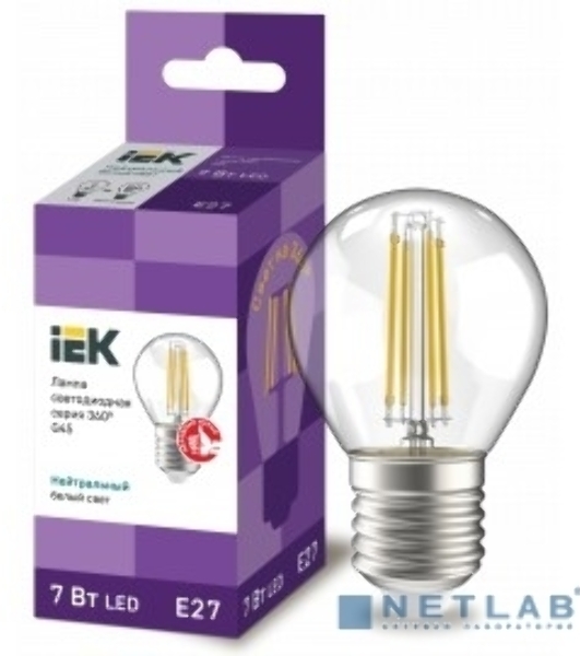 Лампа cветодиодная LED G45 шар прозр. IEK LLF-G45-7-230-40-E27-CL 7Вт 230В 4000К E27 серия 360°
