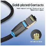 Патч-корд Vention прямой SFTP cat.8 RJ45 - 3 м. черный Тканевая оплетка, фото2