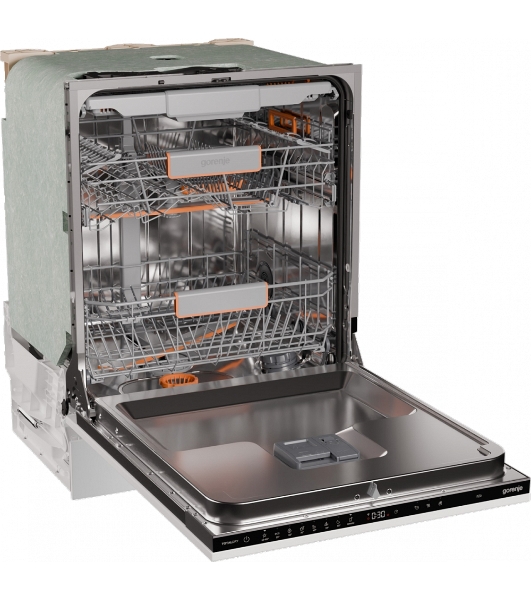 Посудомоечная машина встраиваемая Gorenje GV673B65 16 комплектов, 3 корзины, инверторный мотор, отсрочка старта, Wi-Fi управление, сенсорное управление, полный AquaStop, сенсор уровня воды, энергоэффективность А+++, уровень шума 42 дБ, белый
