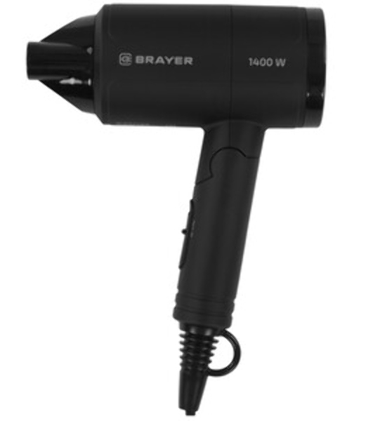 Фен BRAYER BR3040 черный, 1400 Вт, компактный