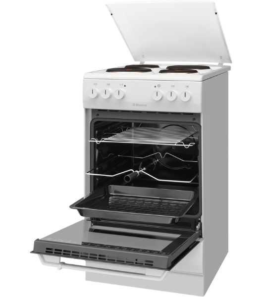 Плита электрическая Hansa FCEW54120 белый, конфорок 4 шт, духовка 62 л, 50 см x 85 см x 60 см