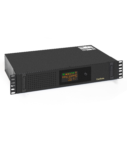 Источник бесперебойного питания ExeGate ServerRM UNL-2000.LCD.AVR.2SH.3C13.USB.2U 2000VA/1200W, Color LCD, AVR, 2*Schuko+3*C13, USB, 2U, установка в стойку, черный