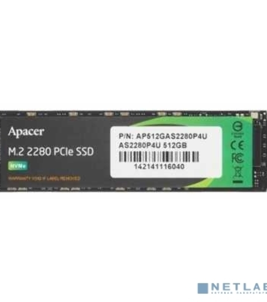 Накопитель SSD Apacer AS2280P4U, 512Gb, PCIe 3.0 x4, M.2 2280, NVMe, R/W 3500/2300
