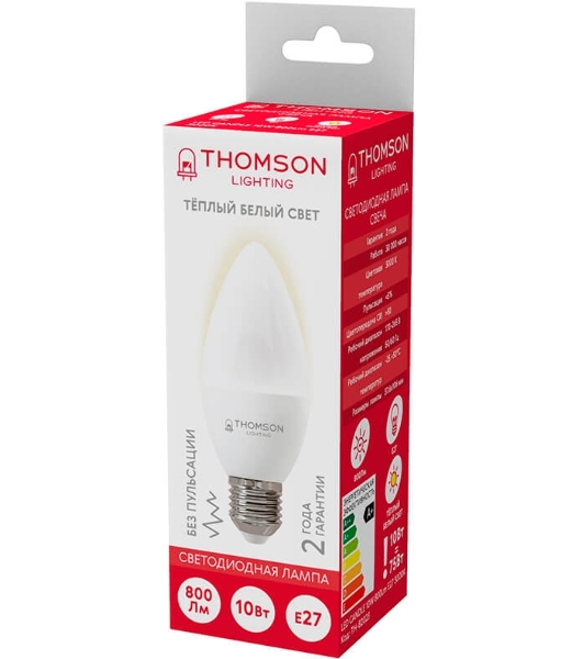 Лампа светодиодная Hiper THOMSON LED CANDLE 10W 800Lm E27 3000K TH-B2023