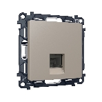 Комплект механизма компьютерной розетки ALFA Серо-бежевый матовый RJ-45(8P8C) CAT6 с шторкой QUANT (AP3720, VM188) MA372010, фото 1