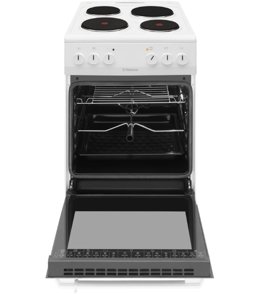 Плита электрическая Hansa FCEW54120 белый, конфорок 4 шт, духовка 62 л, 50 см x 85 см x 60 см