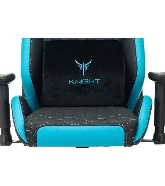 Кресло Knight Neon черный/голубой, экокожа, 120 кг, механизм качания