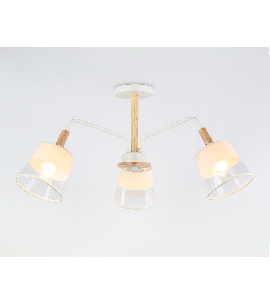 Светильник Ambrella light TR4737/3 WH/LW белый/светлое дерево E27/3 max 40W D760*350
