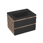 Тумба под раковину Bau Stil Loft black brushed, раковина кварцевая BAU Stil 58, черный металлик, смеситель Hotel Black, черный, фото9