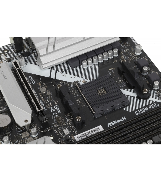 Материнская плата ASRock B550M Pro4, AM4, AMD B550, 4xDDR4, 6xSATA, 2xM.2, 1xPCI-E 3.0 x16, 1xPCI-E 4.0 x16, 1xDisplayPort, 1xHDMI, 1xVGA, 1x 1Gb LAN, 3x3.5 мм, 7.1, Micro-ATX