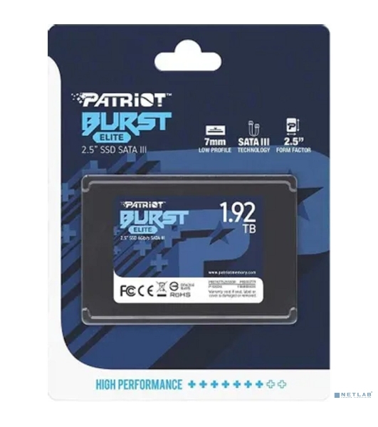 Накопитель SSD Patriot Burst Elite, 1.92Tb, SATA, 2.5', R/W 450/320