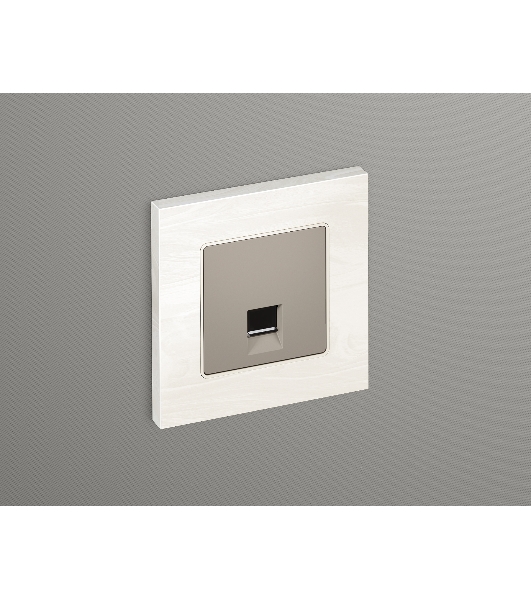 Комплект механизма компьютерной розетки ALFA Серо-бежевый матовый RJ-45(8P8C) CAT6 с шторкой QUANT (AP3720, VM188) MA372010