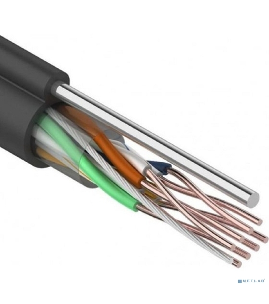 Кабель витая пара Rexant UTP 4PR 24AWG, cat.5e наружный (OUTDOOR) + ТРОС*1 (бухта 305 м)