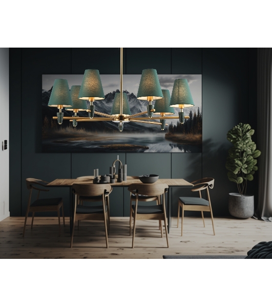Люстра Ambrella light LH75053/7 BS/GN латунь/зеленый E14*7 max 40W D840*580