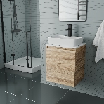Тумба Bau Dream Blackwood 50 с дверцей, раковина BAU Cerama 48х37 белая, смеситель Hotel Black, черный, фото2