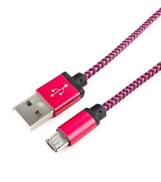 Кабель Gembird USB 2.0 Cablexpert AM/microBM 5P, 1м, нейлоновая оплетка, алюминиевые разъемы, фиолетовый, пакет