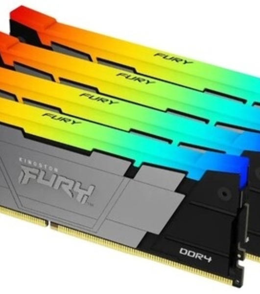Оперативная память Kingston Fury Renegade, DDR4, 32Gb (4x8GB), 3600MHz, CL16, DIMM, с радиаторами, RGB, серебристый/черный