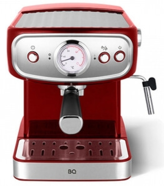 Кофеварка рожковая BQ CM1006 красный-стальной, исп. кофе - молотый, 1,5 л, 850 Вт, 15 бар