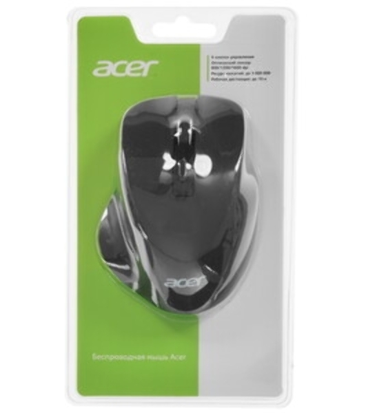 Мышь беспроводная Acer OMR140 черный, 1600 dpi, радиоканал, USB, кнопки - 6