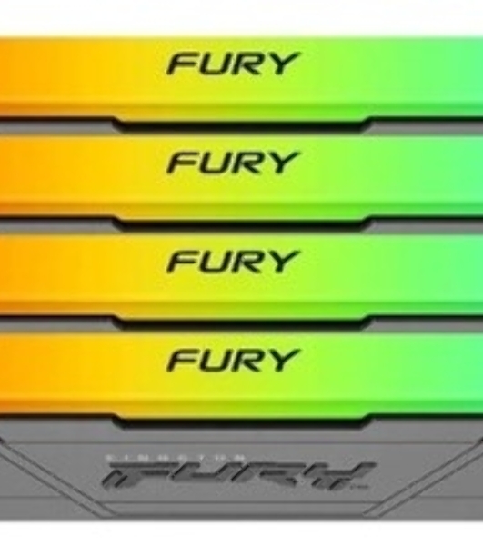 Оперативная память Kingston Fury Renegade, DDR4, 32Gb (4x8GB), 3600MHz, CL16, DIMM, с радиаторами, RGB, серебристый/черный