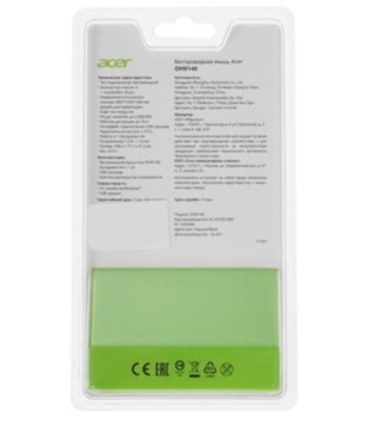 Мышь беспроводная Acer OMR140 черный, 1600 dpi, радиоканал, USB, кнопки - 6