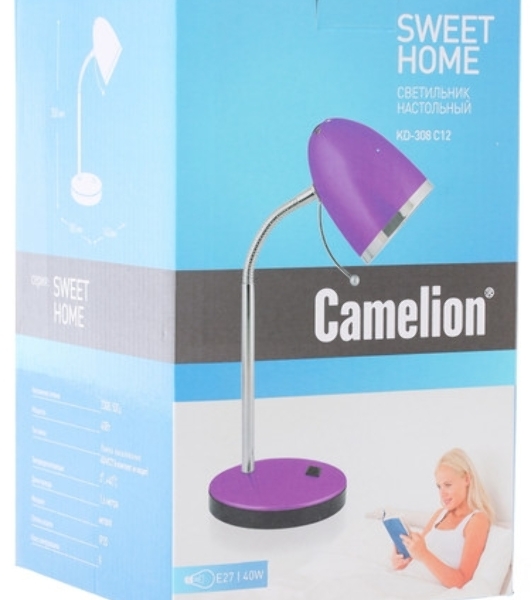 Светильник Camelion KD-313 C12 фиолетовый (настольный, 230V 60W, E27)