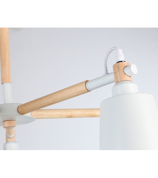Светильник Ambrella light TR82208/5 WH/LW белый/светлое дерево E27/5 max 40W D780*430