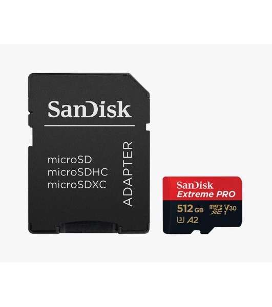 Флеш карта microSD 512Gb SanDisk microSDXC Class 10 UHS-I A2 C10 V30 U3 Extreme Pro (SD адаптер) 200Mb/s