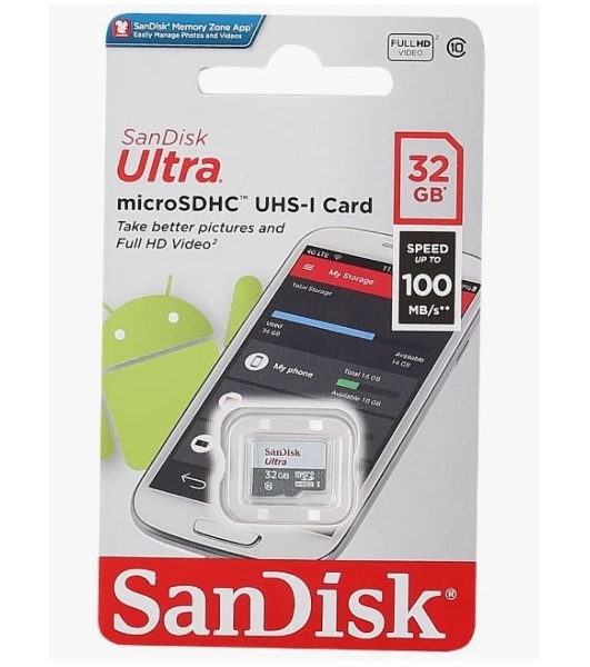 Флеш карта microSD 32Gb SanDisk microSDHC Class 10 Ultra UHS-I 100MB/s