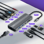 USB-концентратор HIPER HP-DS11-01, USB Type-C, USB Type-C/HDMI/USB-A/microSD/SD/DisplayPort/3.5мм/RJ45, USB, фото15