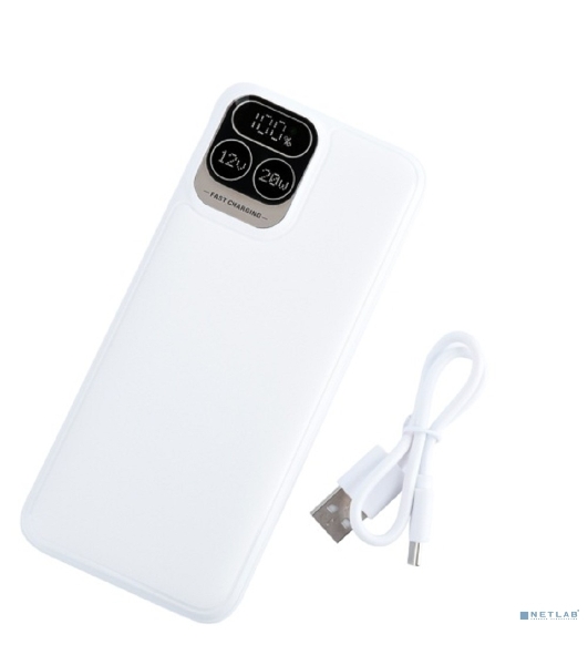 Портативный аккумулятор Perfeo Powerbank Atomic Age 20000 mAh/LED дисплей/PD + QC 3.0/Type-C/2 USB/Выход: 5A, max 22.5W белый (PF_E1475)