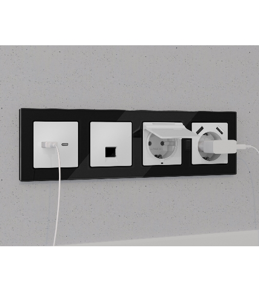 Комплект механизма компьютерной розетки ALFA Белый матовый RJ-45(8P8C) CAT6 с шторкой QUANT (AP1320, VM188) MA132010