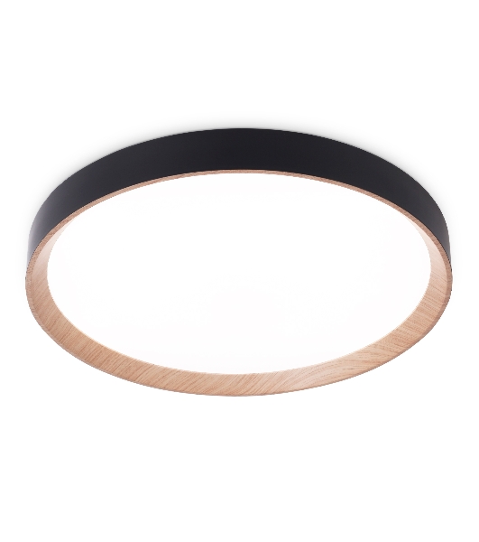 Потолочный светодиодный светильник Ambrella light FZ1326 BK/LWD черный/светлое дерево IP20 60W 3000-6400K D490*80 (ПДУ ИК)