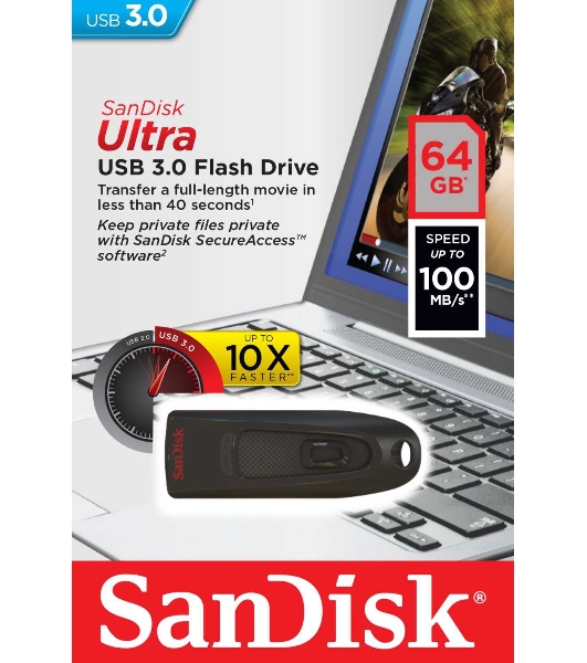 Флешка USB Sandisk 64Gb Ultra SDCZ48-064G-U46 USB 3.0 черный