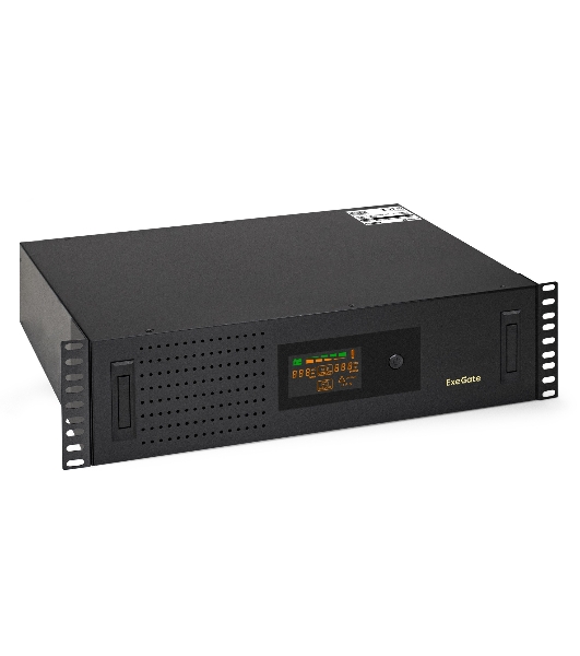 Источник бесперебойного питания ExeGate ServerRM UNL-3000.LCD.AVR.2SH.3C13.USB.3U 3000VA/1800W, Color LCD, AVR, 2*Schuko+3*C13, USB, 3U, установка в стойку, черный