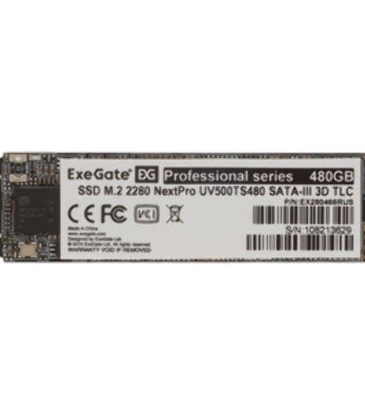 Накопитель SSD ExeGate NextPro UV500TS480, 480Gb, M.2 2280, SATA III, R/W 568/499